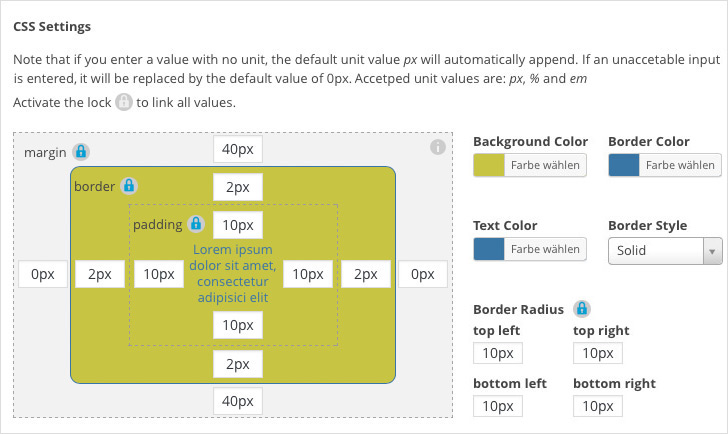 advanced custom field css margin padding settings